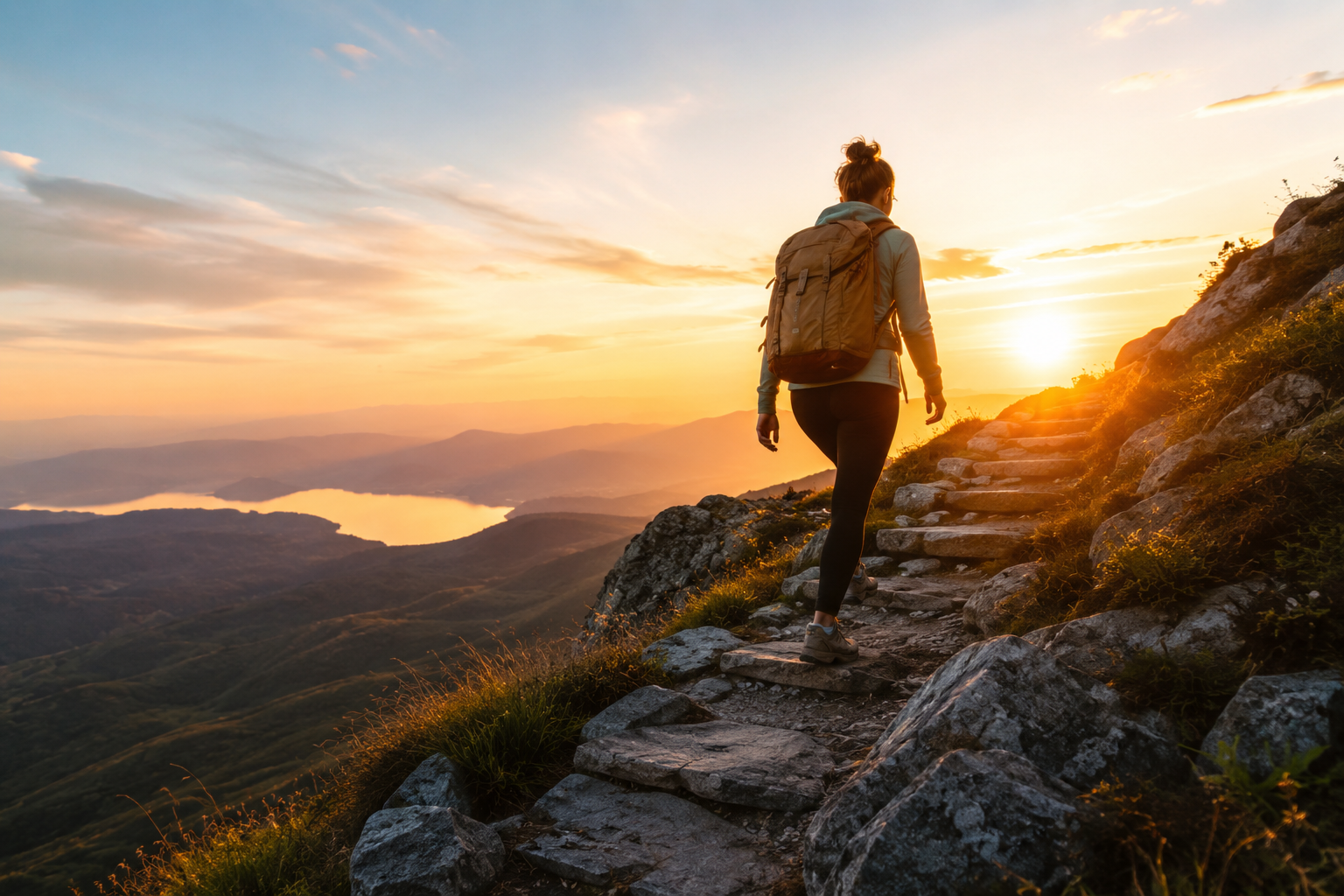 Woman walking toward a new path representing clarity and personal growth